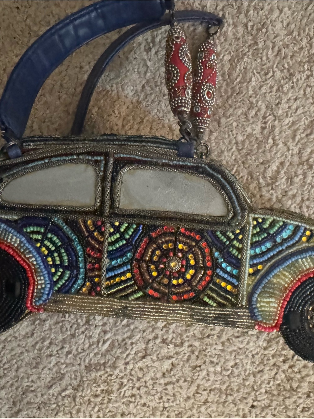 Mary Frances Car-Shaped Clutch with Navy Strap - Picture 3 of 9